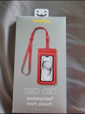 heyday Waterproof Tech Pouch in Red with Matching Lanyard